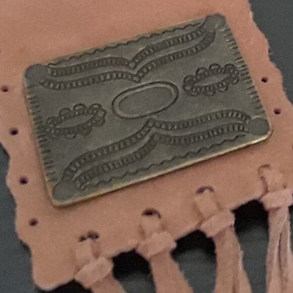 Genuine Suede Wide Boho Tie Hip Belt With Fringe and Bronze Medallions - Picture 10 of 14